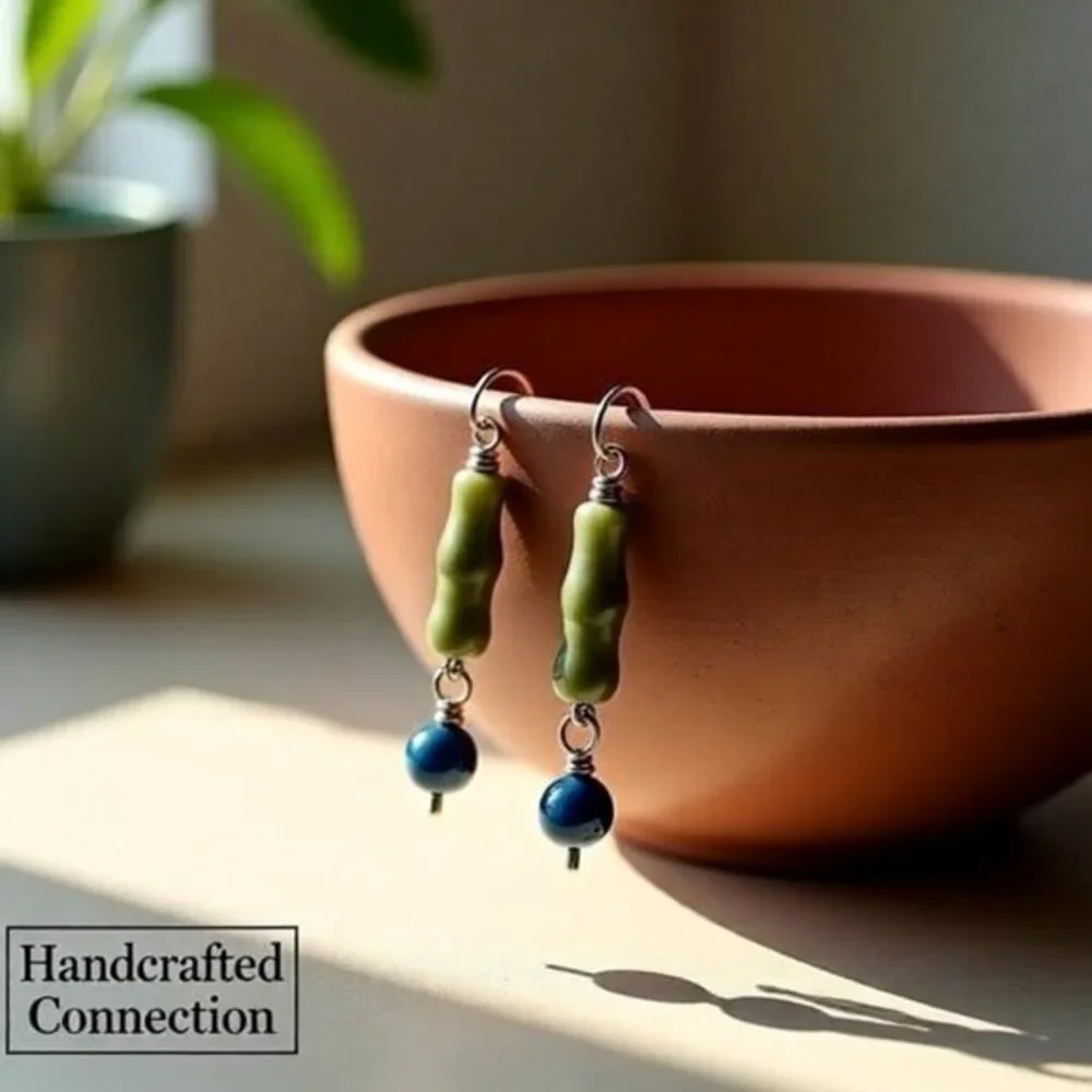 Sleek Jasper & Agate Dangle Earrings | Minimalist | Natural | Spring | Beauty | - Picture 5 of 8